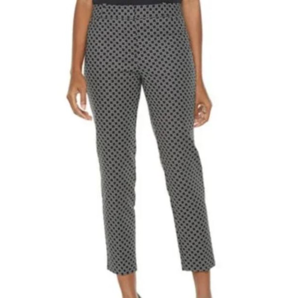 Liz Claiborne Womens Slim Fit Ankle Pant Black Geo Print